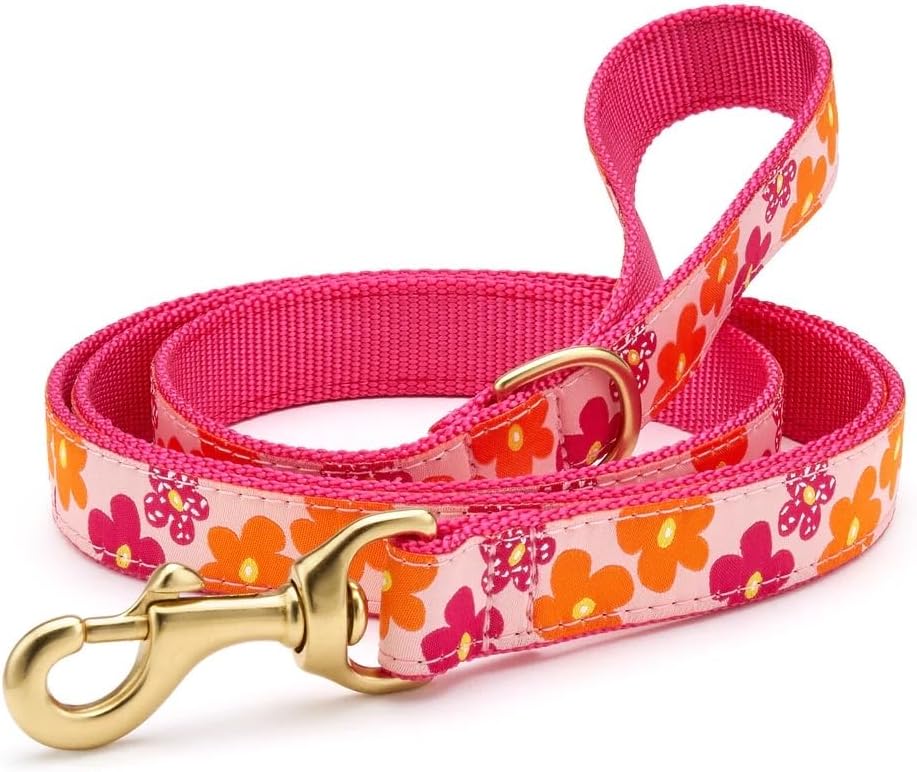 Up Country, Dog Lead Flower Power Pattern Leash with D-Ring, 5 Foot (5 Foot 1" Wide)
