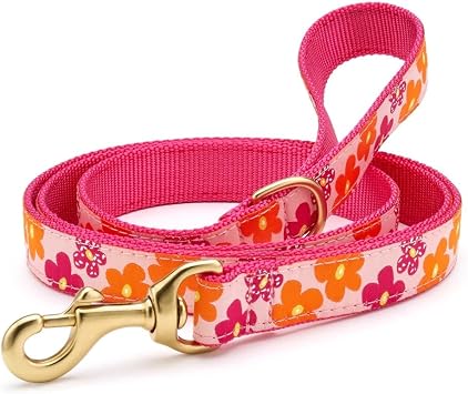 Up Country, Dog Lead Flower Power Pattern Leash with D-Ring, 5 Foot 5 Foot 5/8" Narrow