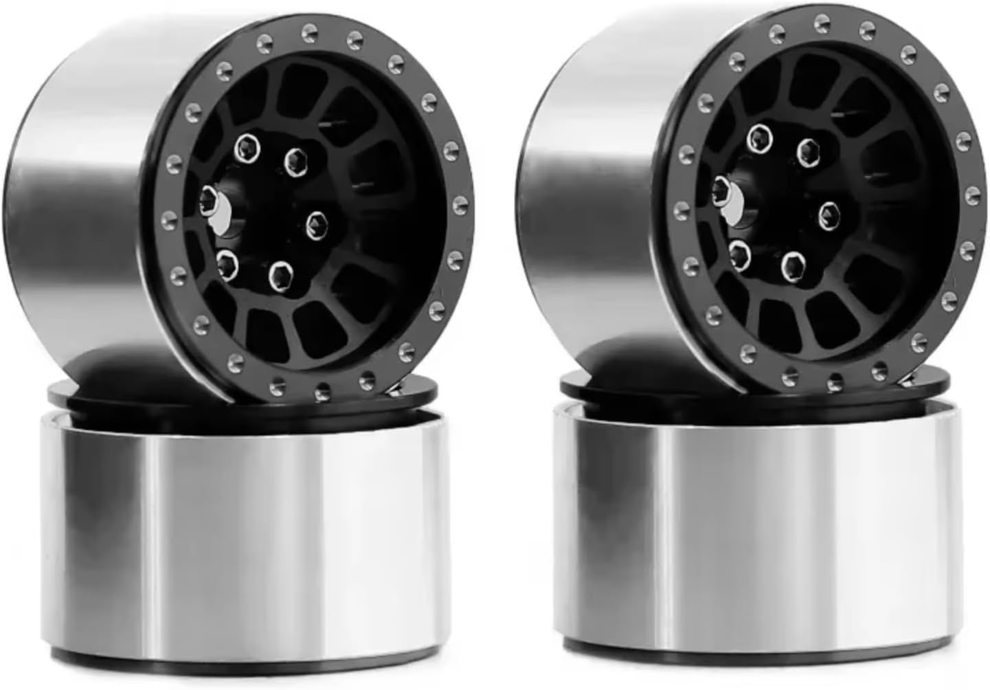 TRX4M アクシャル用 SCX24 AX24 1/18 1/24 4PCS 1.0インチ メタル ビードロック ホイール ハブ ホ