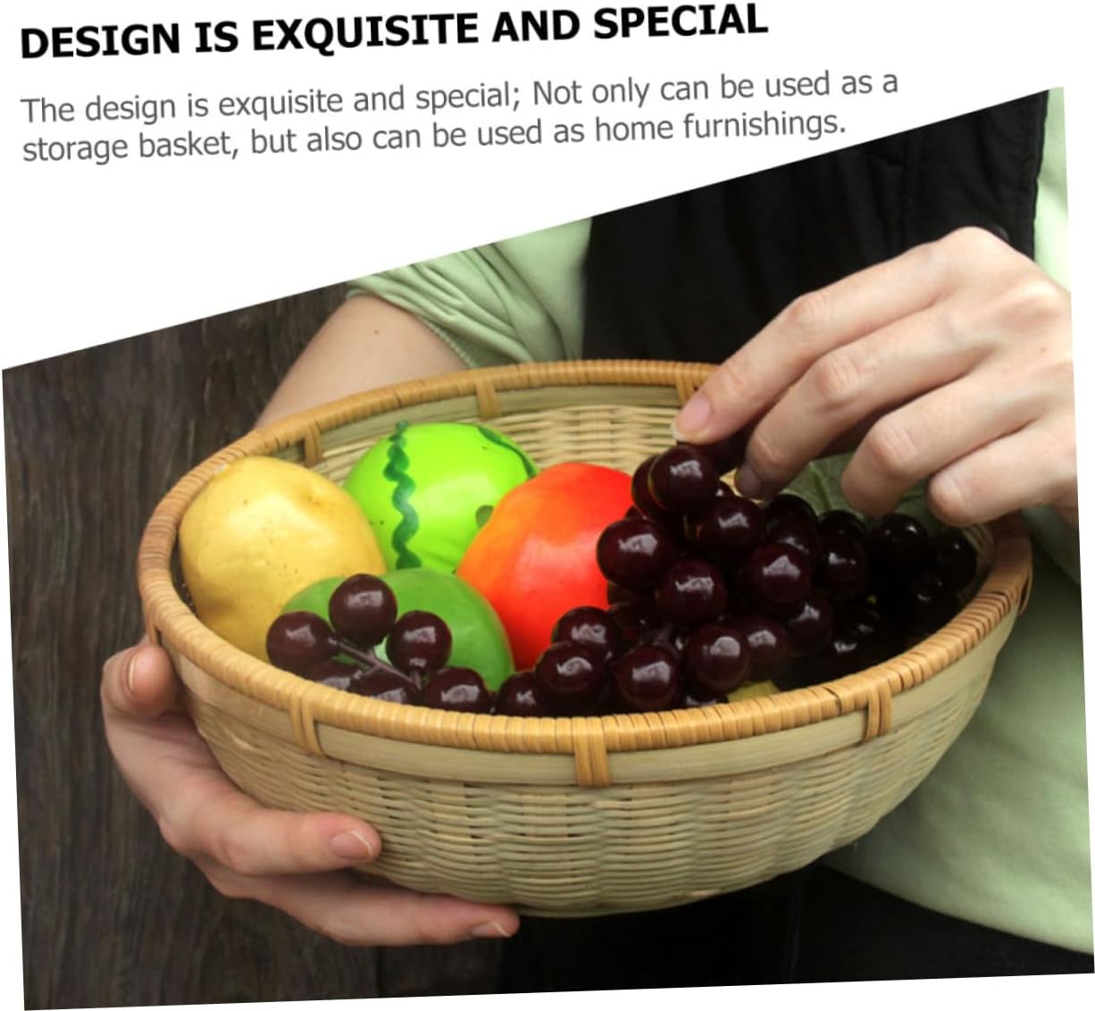 NUOBESTY 3pcs Bread Basket Set Drainage Function, Handmade Green Woven Desktop Fruit and Food Serving Baskets for Kitchen and Household Storage