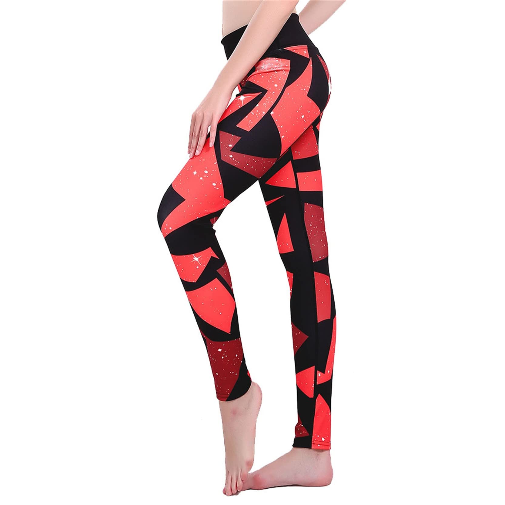 Mujer Niña Gimnasio Leggings Yoga Pantalones, Pantalones de Yoga de cintura alta con estampado geométrico for mujer, mallas ajustadas con Control de barriga y levantamiento de glúteos, pantalones elás