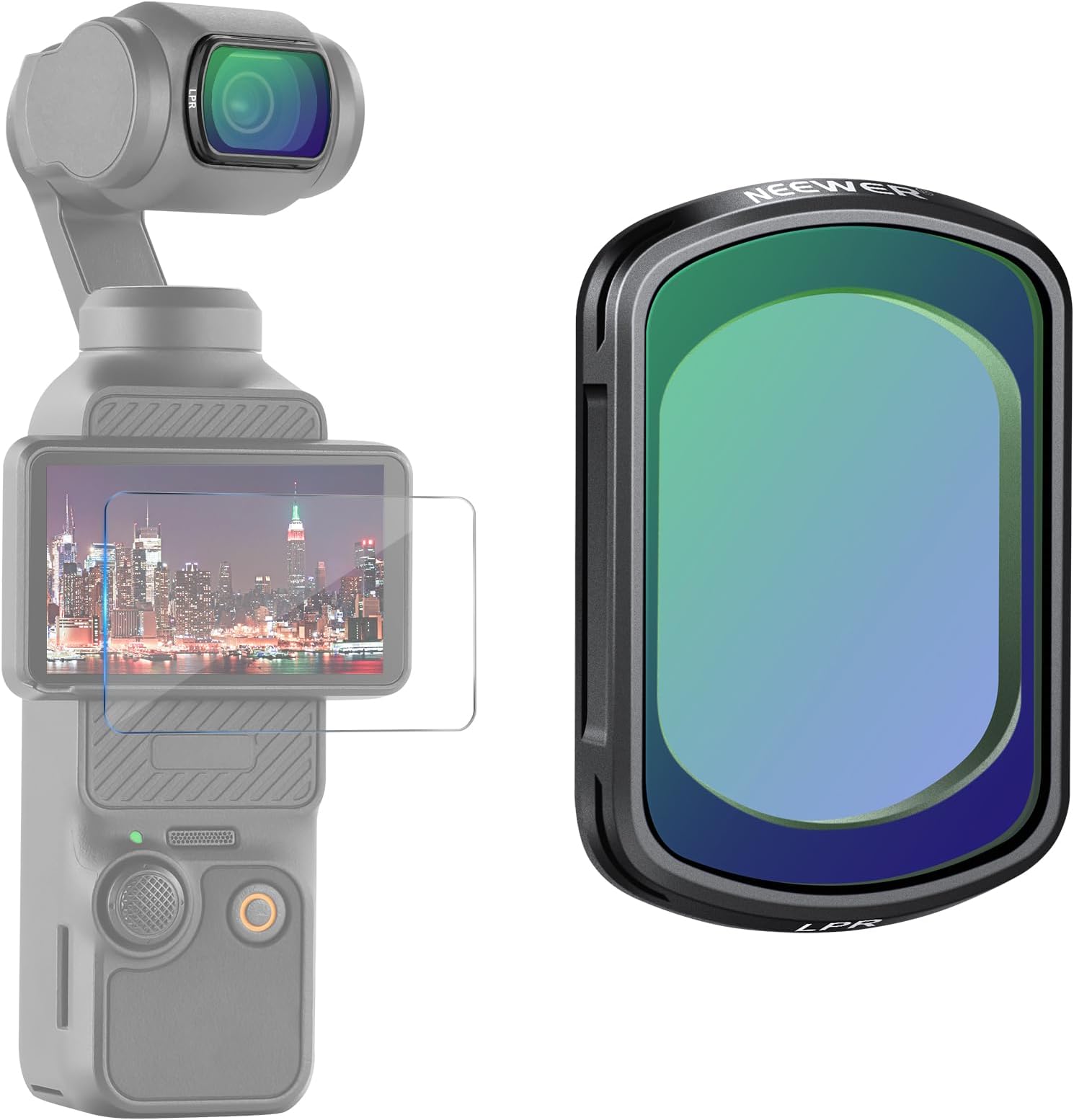 Neewer LPR Filter Compatible with DJI Osmo Pocket 3 Creator Combo Accessories Multicoated HD Optical Glass Magnetic Light Pollution Reduction Night Lens Filter with Screen Protector, FL-63
