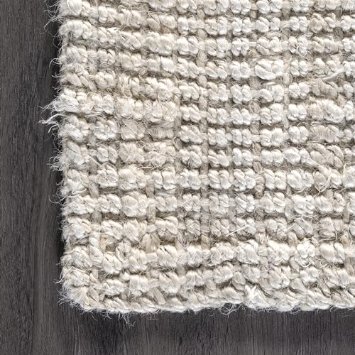 nuLOOM Ashli Solid Farmhouse Jute Area Rug, 11'6" x 14'6", Off-White - Image 9
