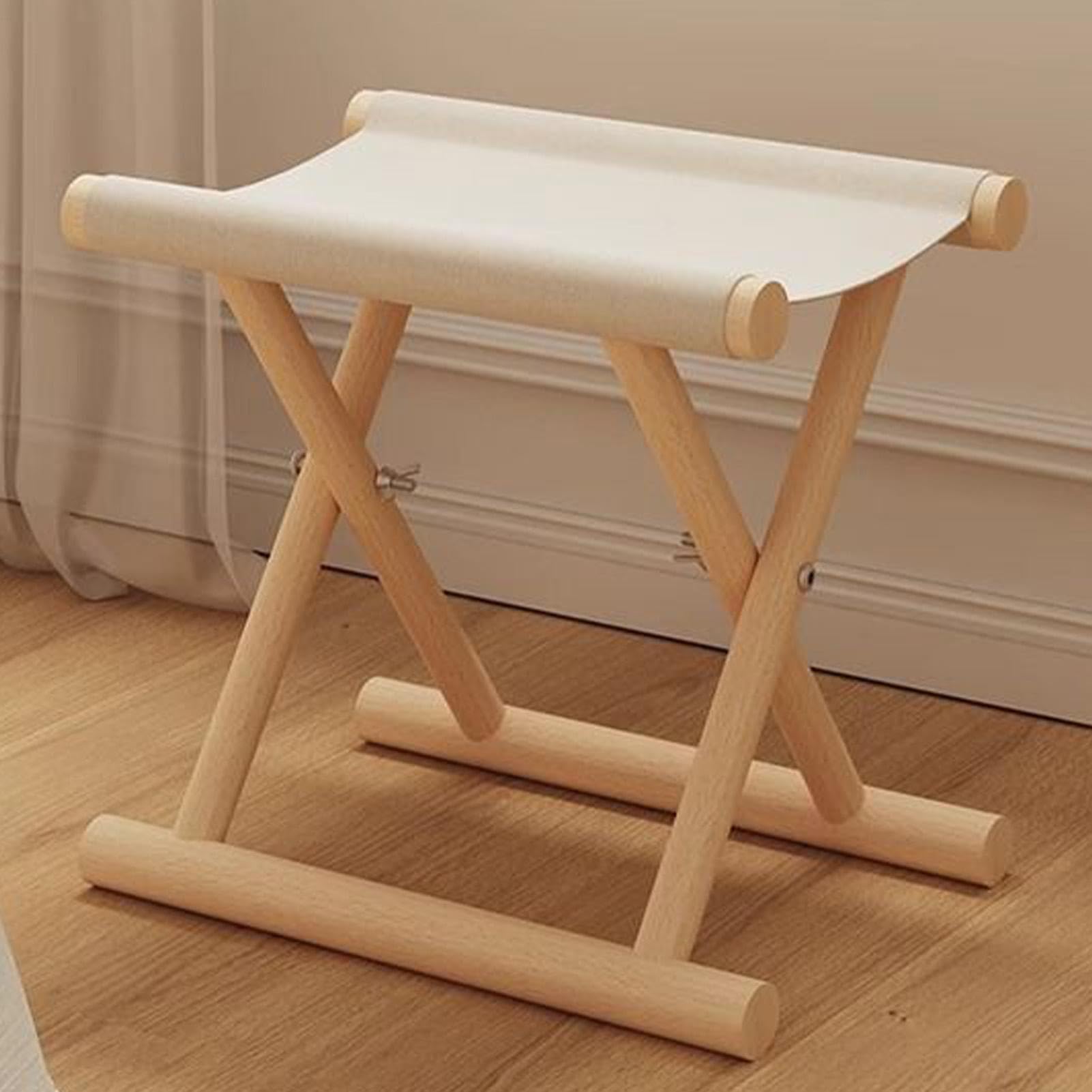 Taburete Plegable Portátil - Silla De Asiento Plegable De Madera Maciza, Solución De Asiento De Muebles Compactos Y Duraderos | Uso Doméstico Multiusos Para Sala De Estar, Dormitorio, Cocina, Baño, Co