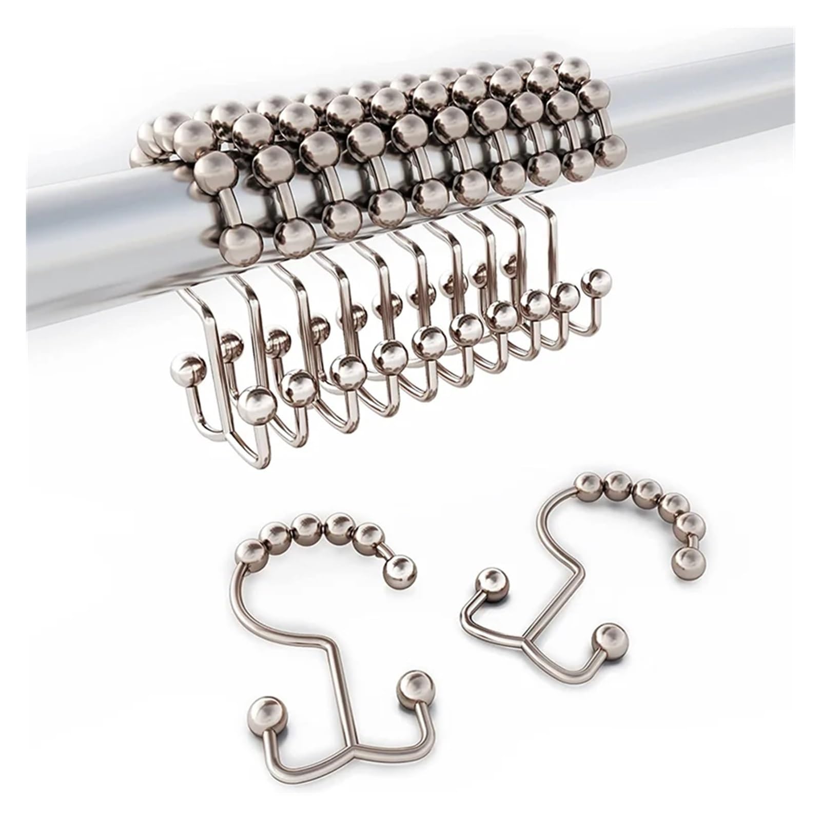 Curtain Hooks Shower Hook Ring, Double-Roll Sliding, For