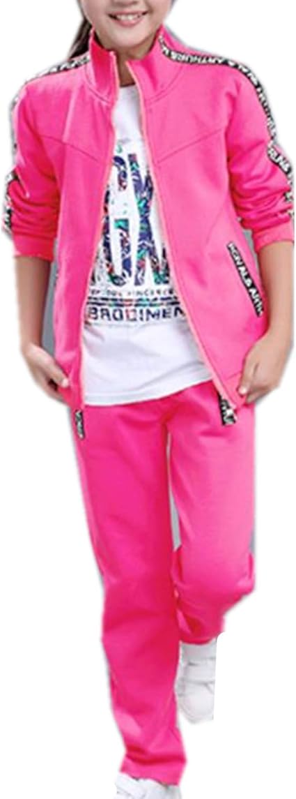 Amazon Ininuk ジャージ 子供 キッズ ジャージ 上下セット 女の子 可愛い カーディガン 春秋冬 上下セットアップ スポーツウェア パーカー ジュニア用 長袖 ガールズ スウェット パーカー 女児 ガールズ プルオーバー 人気 ジャージ 通販