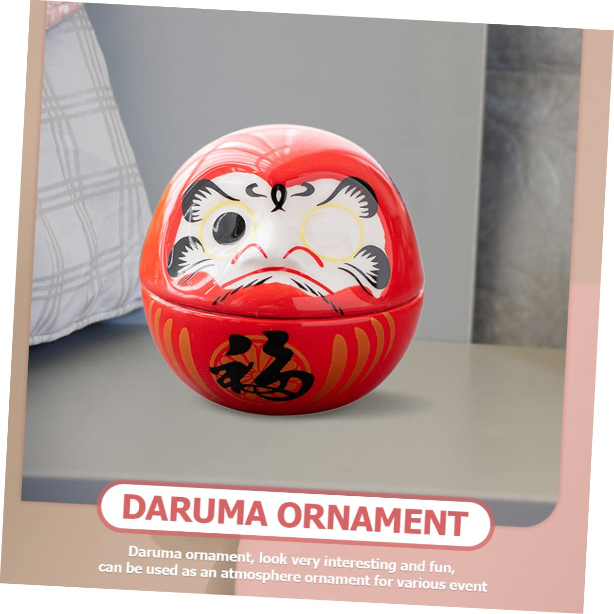 TOPBATHY 4 Piezas de Darma decoración Japonesa estatuilla Japonesa de decoración Oficina decoración Dormitorio Suerte tambaleándose decoración de Gatos cerámica Rojo