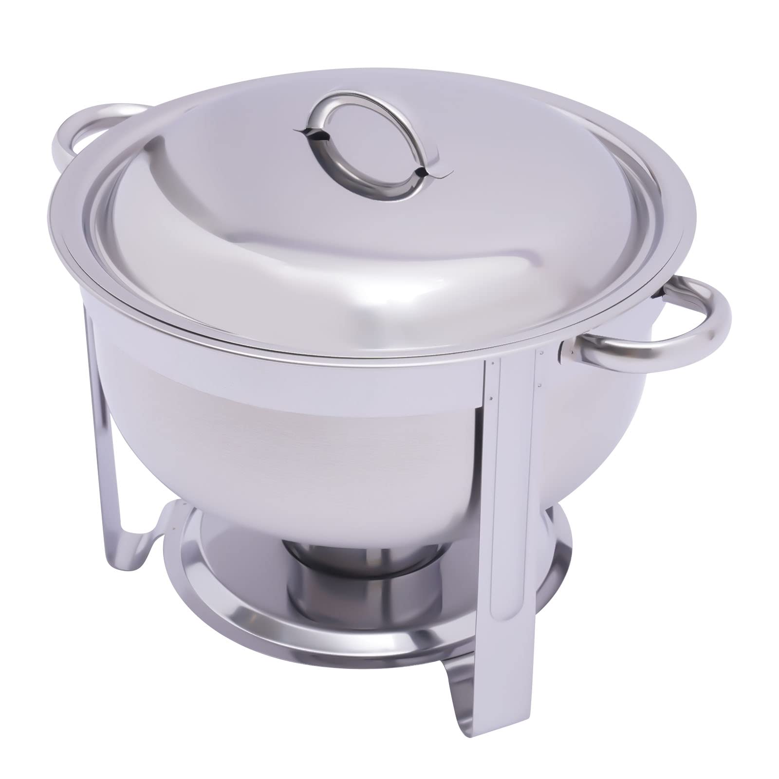 Chafing Dish - Calentador de alimentos redondo de acero inoxidable de 5 l, para buffet, catering, catering, gastro, color plateado
