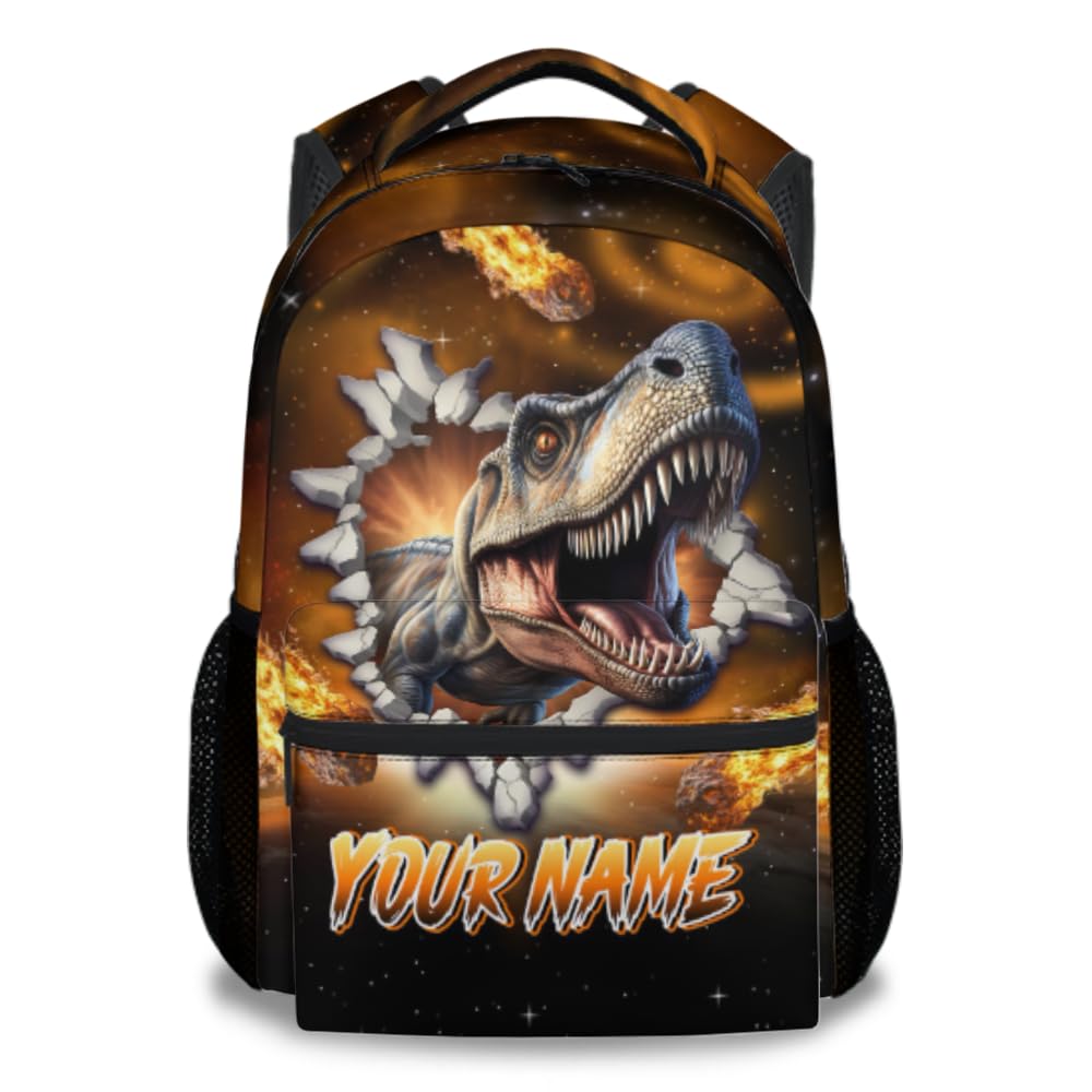 PUREGIFTS Personalized Kids Backpack for Kindergarten - 17 Inch Dinosaur Backpacks for Boys - Fashion Dino Bookbag for Preschool