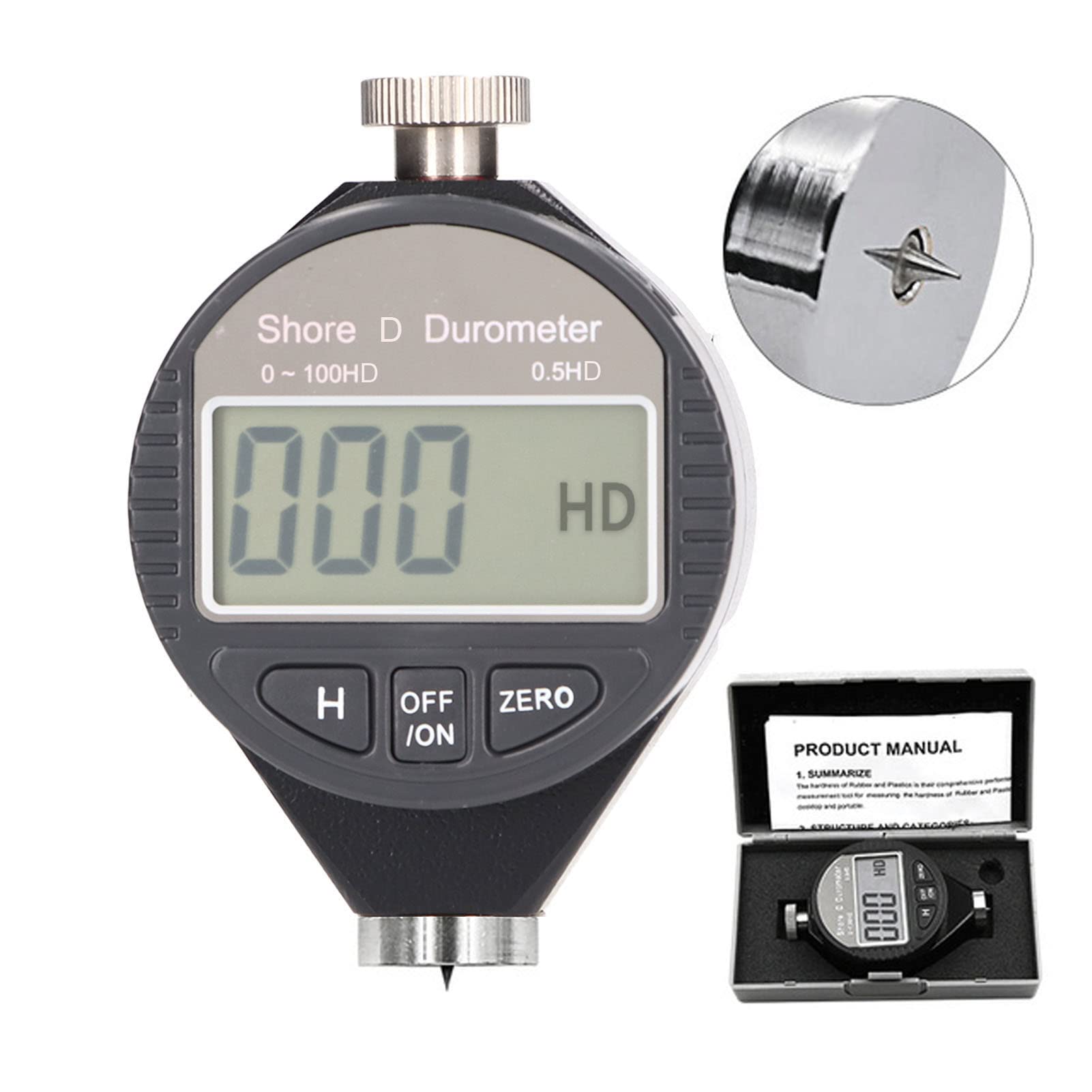 Misuratore di Durezza Digitale Portatile Shore A/C/D 0-100 Durometro con Display LCD Gomma Plastica
