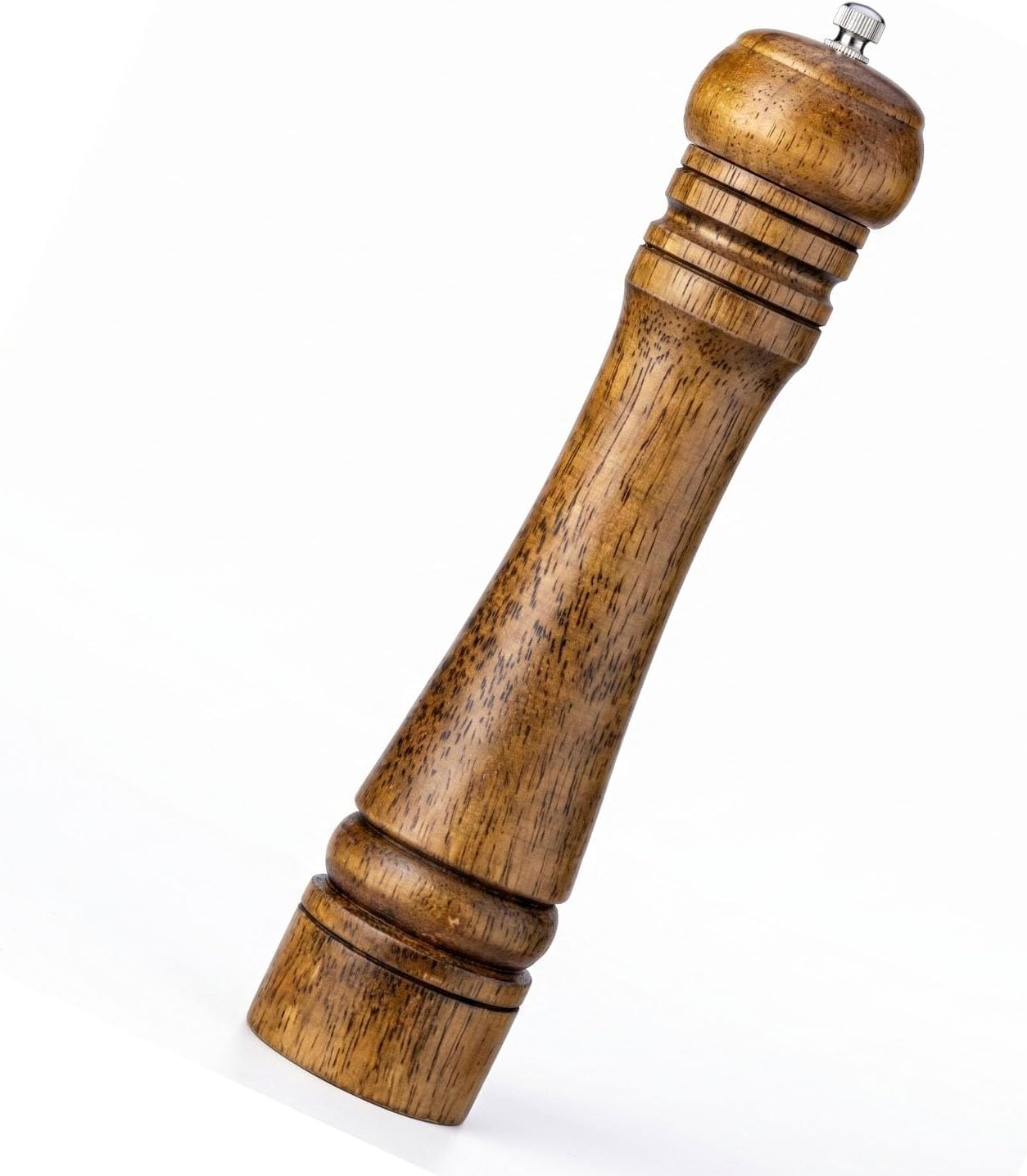 Pepper Grinder Salt Grinder Wooden Pepper Mill Grinder w/Adjustable Coarse, 10 inch Tall Wood Refillable Manual Pepper Grinder Mill Peppermill for Black Peppercorn