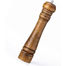 Pepper Grinder Salt Grinder Wooden Pepper Mill Grinder w/Adjustable Coarse, 10 inch Tall Wood Refillable Manual Pepper Grinder Mill Peppermill for Black Peppercorn
