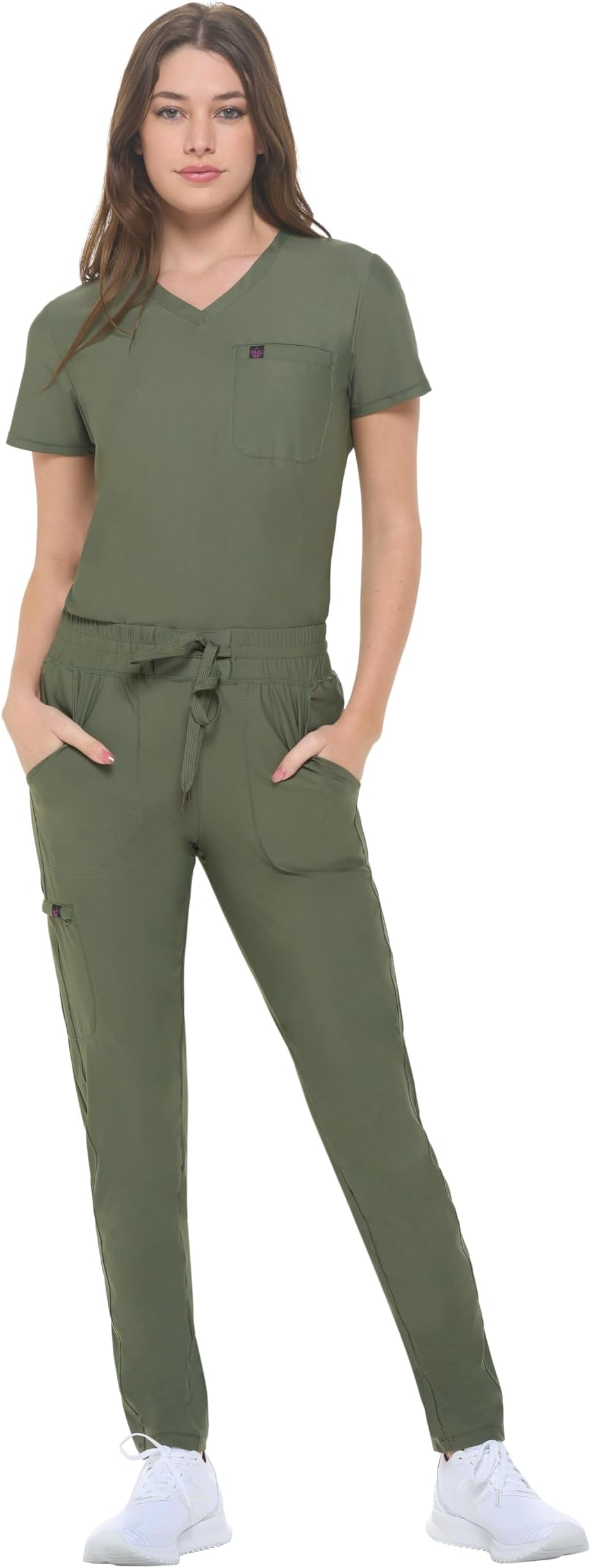 Natural UniformsUltra Stretch Form Fitting Womens Scrub Set (Olive, Small)