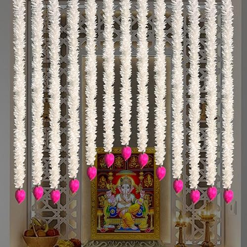 Image of Rajasthan Kraft Artificial Gajra Hanging with Lotus Design Pack of 2 | 39 Inch Long Traditional Festival & Wedding Home Dcor for Diwali, Makar Sankranti, Pooja & Griha Pravesh(RK-GJ4-2)