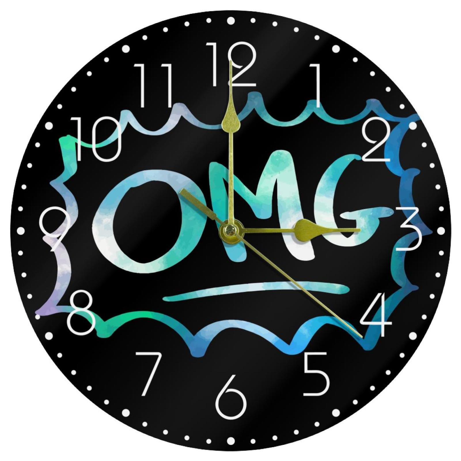 Horloge murale noire à piles OMG pour rompre le bruit du temps