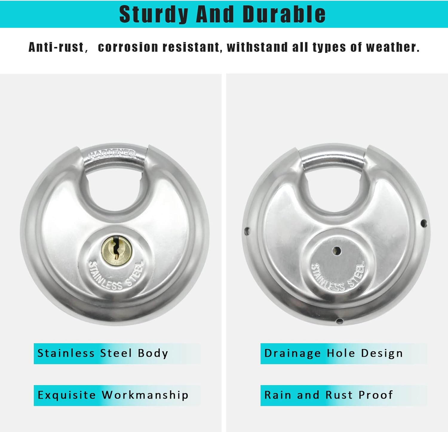 10Pack Disc Locks Keyed Alike, 2-3/4"(70mm) Storage Locks for Storage Unit, Outdoor Waterproof Stainless Steel Padlocks for Storage Locker, Shed, Gate, Fence, Heavy Duty Keyed Pad Lock