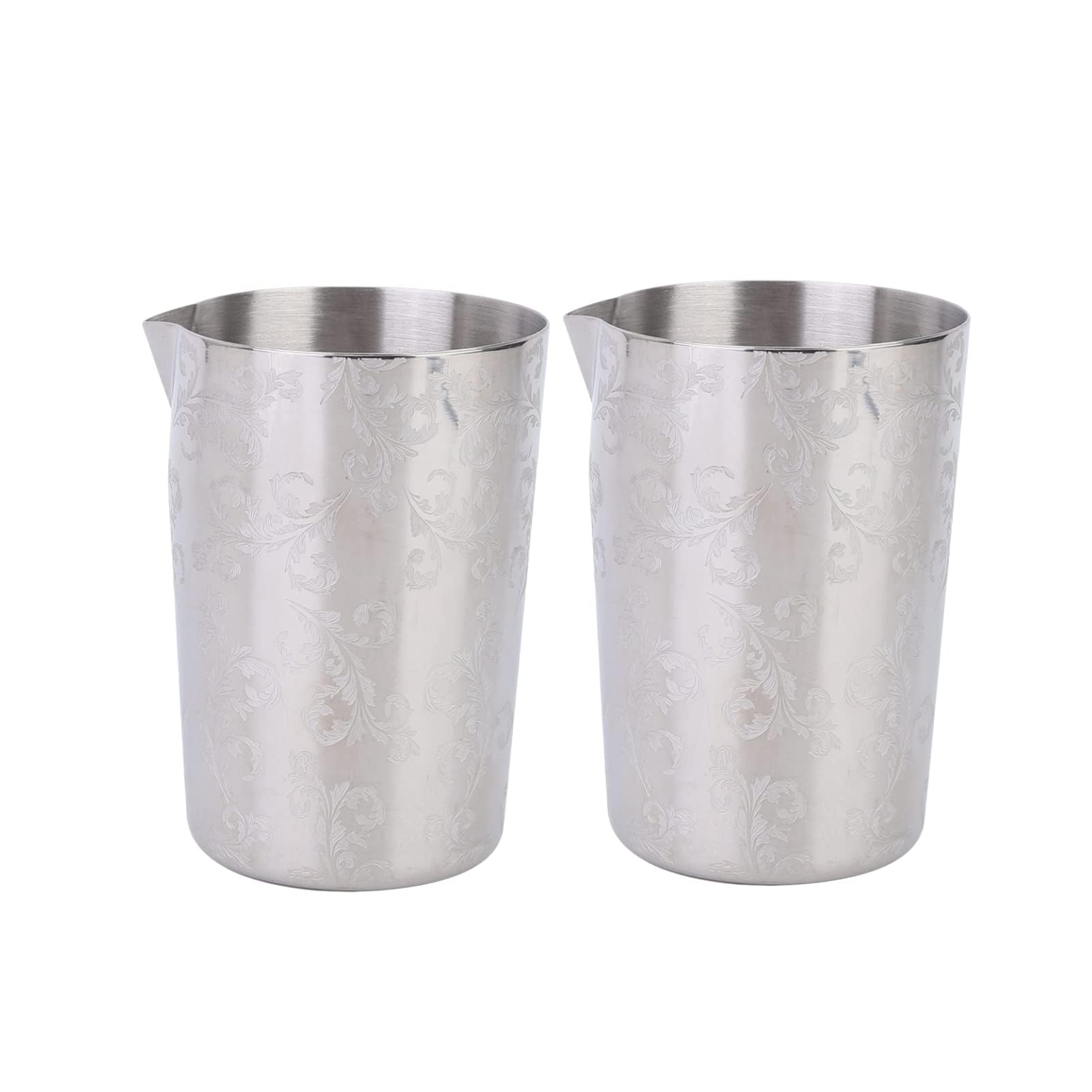 2Pcs Stainless Steel Cocktail Mixing Glass Tin, Double Wall Mixing Tin Cocktail Shaker Cocktail Mixing Glass Pitcher for Craft Bars 500ml