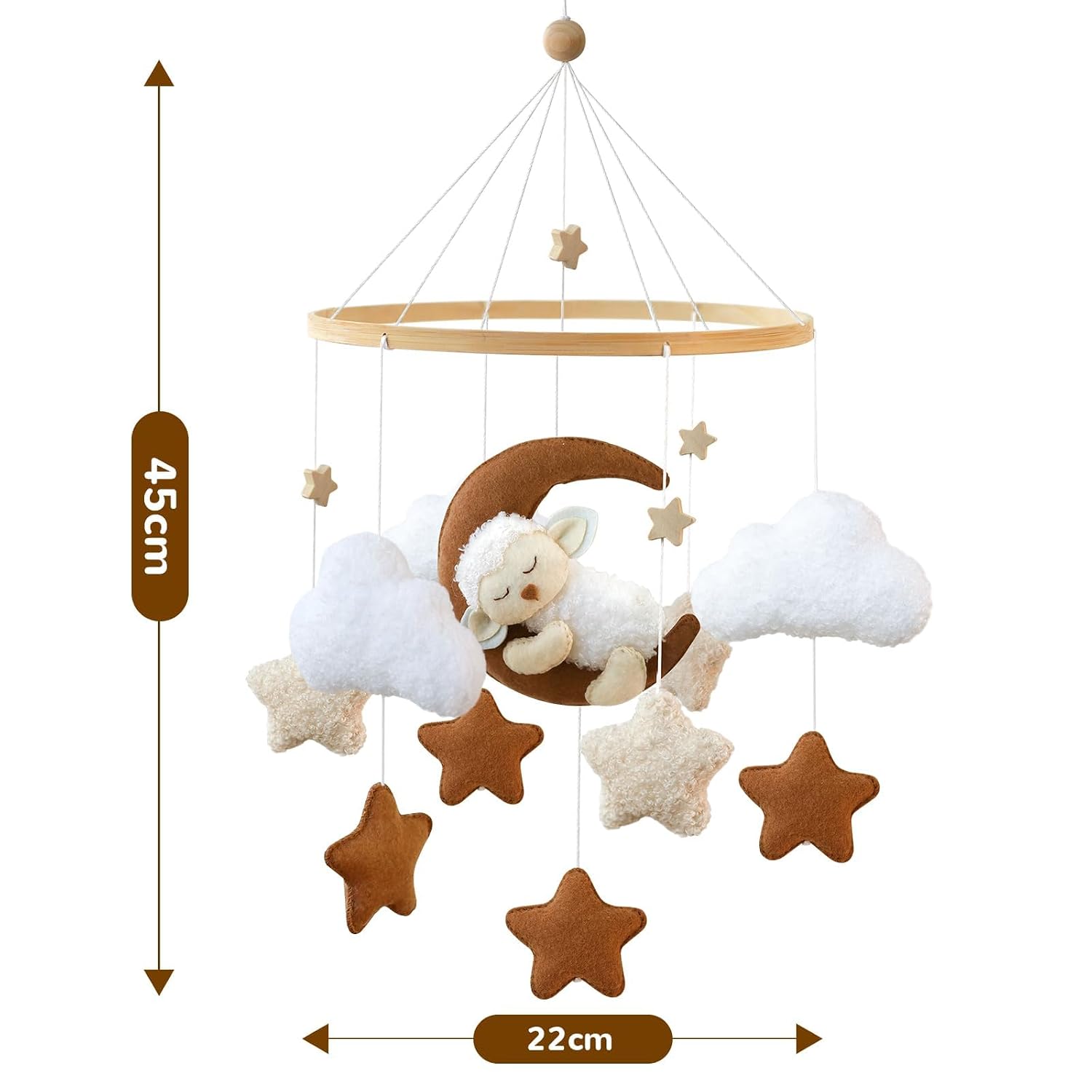 Crib Mobile for Baby Boys Girls Lamb Star Cloud Nursery Mobile Gender Neutral Baby Mobile Handmade Hanging Mobile Best Gifts for Christmas Birthday Baby Shower