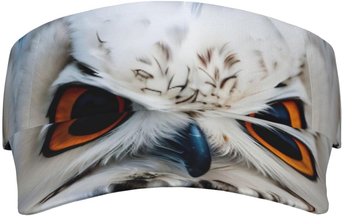 Snowy Owl Eyes Print Foldable Sun Visor Hat Lightweight Adjustable Sun Visor Hat Outdoor Sports Cap for Adults Black