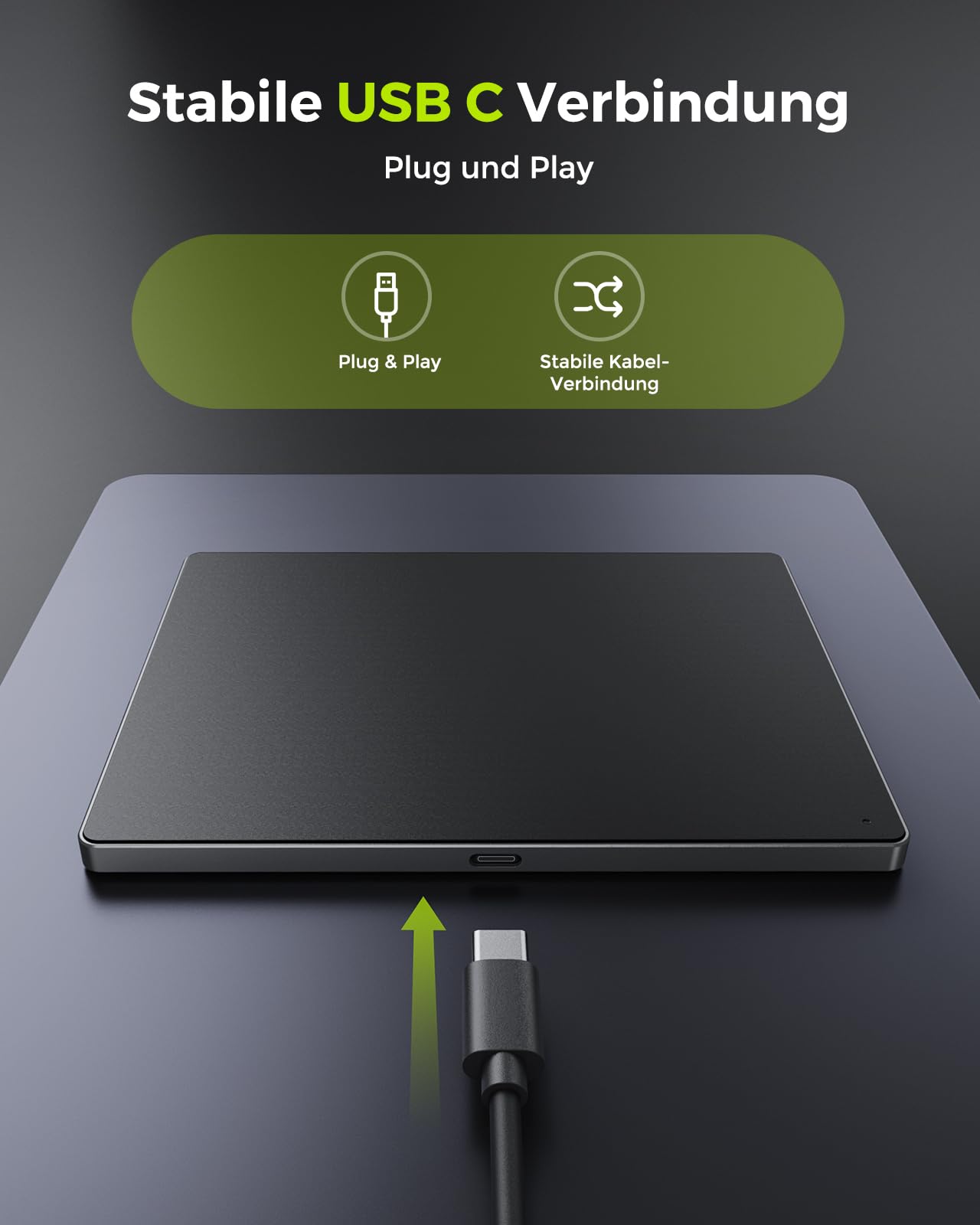 seenda Touchpad per PC, trackpad esterno in alluminio con navigazione multi-touch, mouse touchpad ad alta precisione con cavo solo per Windows 11/10, computer/laptop, nero e grigio