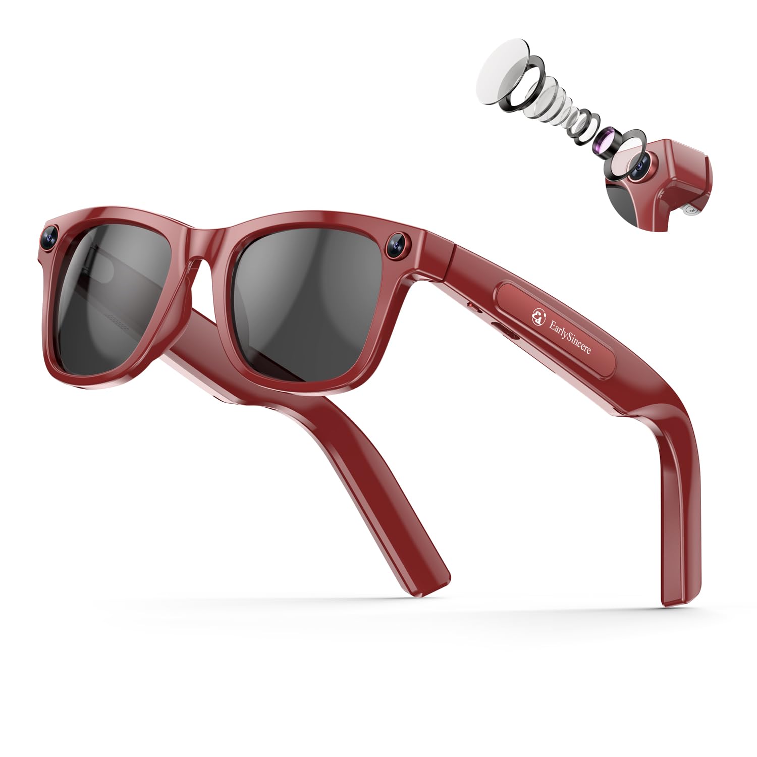 Exclusive Edition Smart Glasses With Camera 8mp Camera Supporting 1080p Hd Video Recording Photo Video Audio Recording 410mah