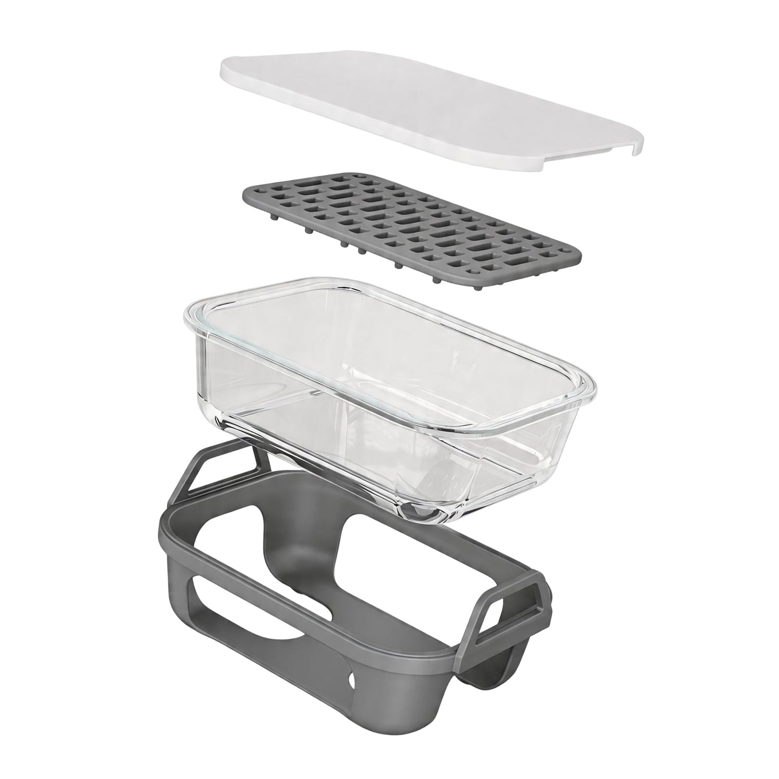Zxfdsfdbnm Glass Air Insert Set with Lid, Rectangular Baking Pan and Outer Holder for Meal Prep and Kitchen Reheating Kitchen Bakeware Accessory Glass Pan Cover Rack