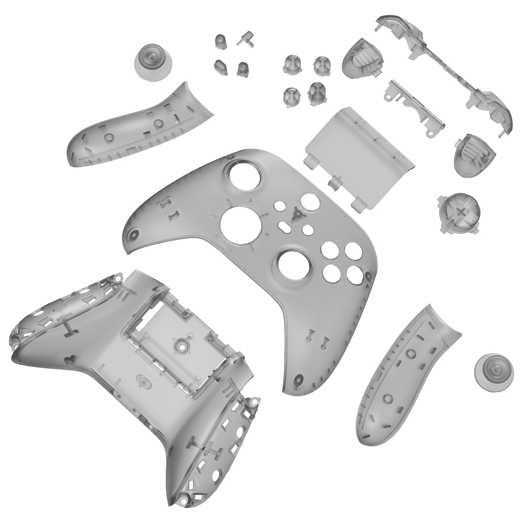 eXtremeRate Carcasa Transparente para Xbox Series X S Mando Carcasa Completa Protector Placa Trasera Funda Frontal Empuñadura Agarre con Botones para Xbox Series S X Control-No Incluye Mando(Negro) — view 8