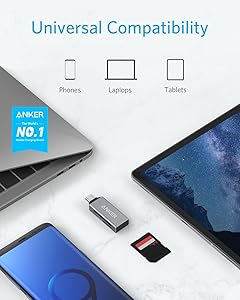 Anker SD Card Reader, 2-in-1 USB C Memory Card Reader for Digital Camera SD Card Viewer with Dual Slot for SDXC, SDHC, SD, MMC, RS-MMC, Micro SDXC,MicroSD, Micro SDHC Card, and UHS-I Cards