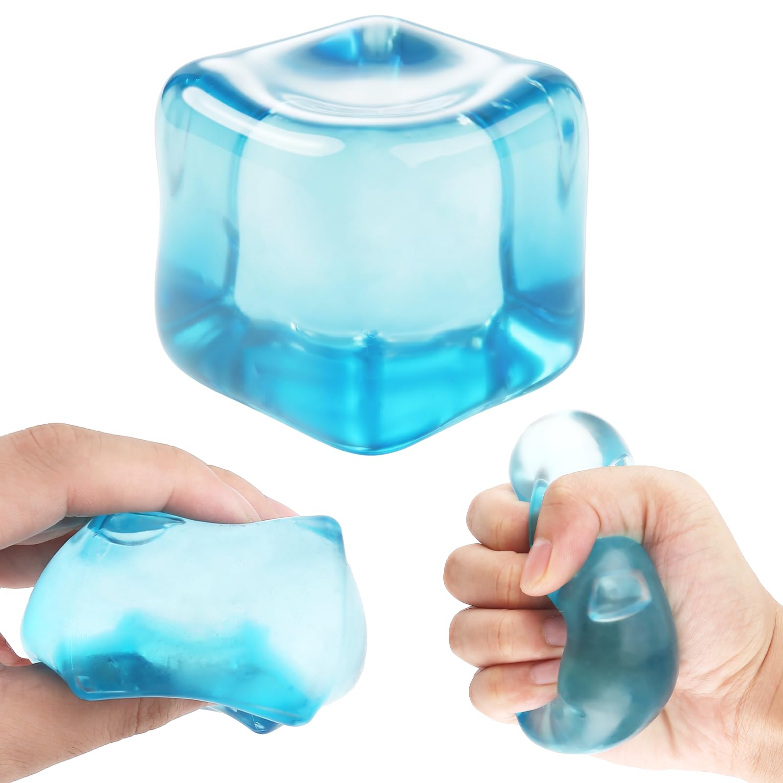 RZCOMP Ice Cube Squishy,5CM Squishy Cube Fidget Toys,Slow Rise Ice Cube Stress Ball Squishy Toys Gift for Adults & Kids (Blue)