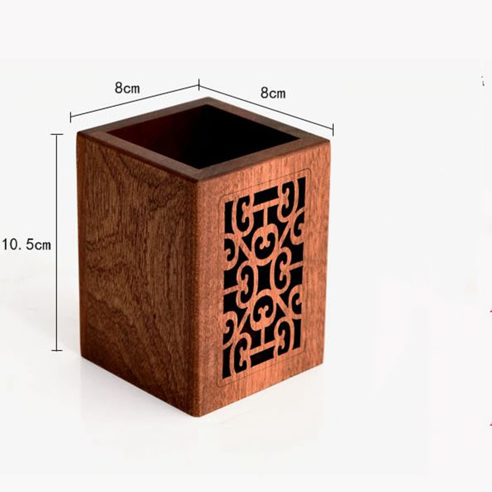 Portalápices de Madera, Caja de Almacenamiento de Escritorio, Organizador Sencillo para Oficina y Escuela (marrón, 8 x 8 x 10,5 cm)
