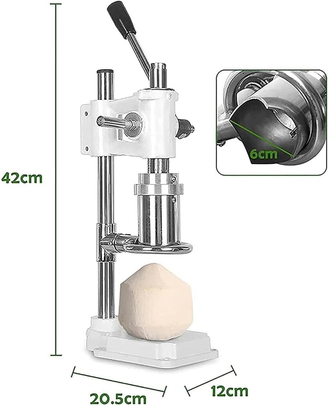 Hand Press Driller Opener, Vertical Coconut Opening Machine, Adjustable Coconut Opener Tool, with Labor-Saving Hand Lever(White)