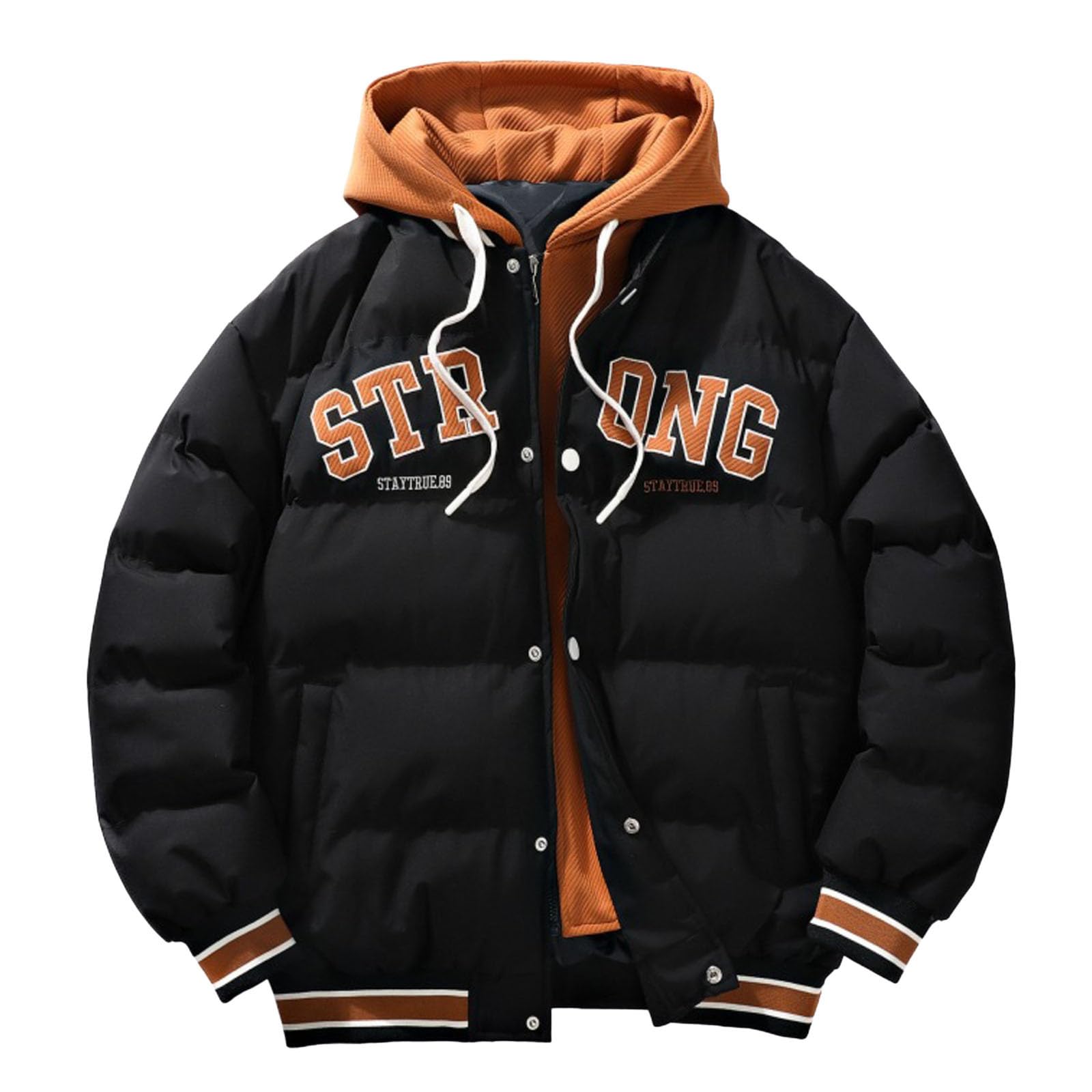 Giacca Invernale Uomo Moto Casual da a Maniche Lunghe con Cappuccio e Stampa di Lettere Stile Autunno e Inverno