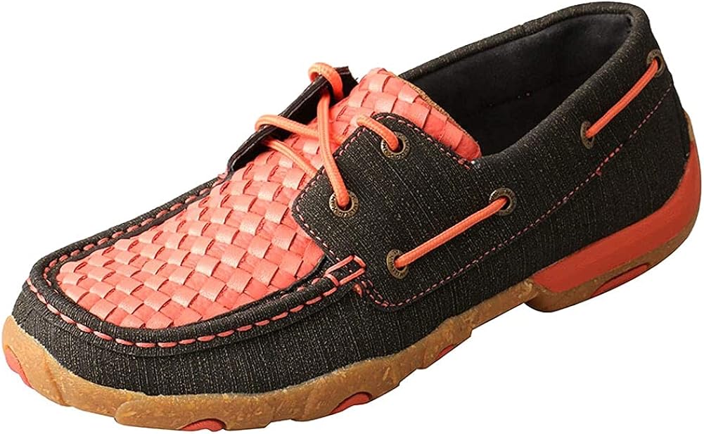 Twisted X Boots Womens Woven Coral Black Driving Moc Brown