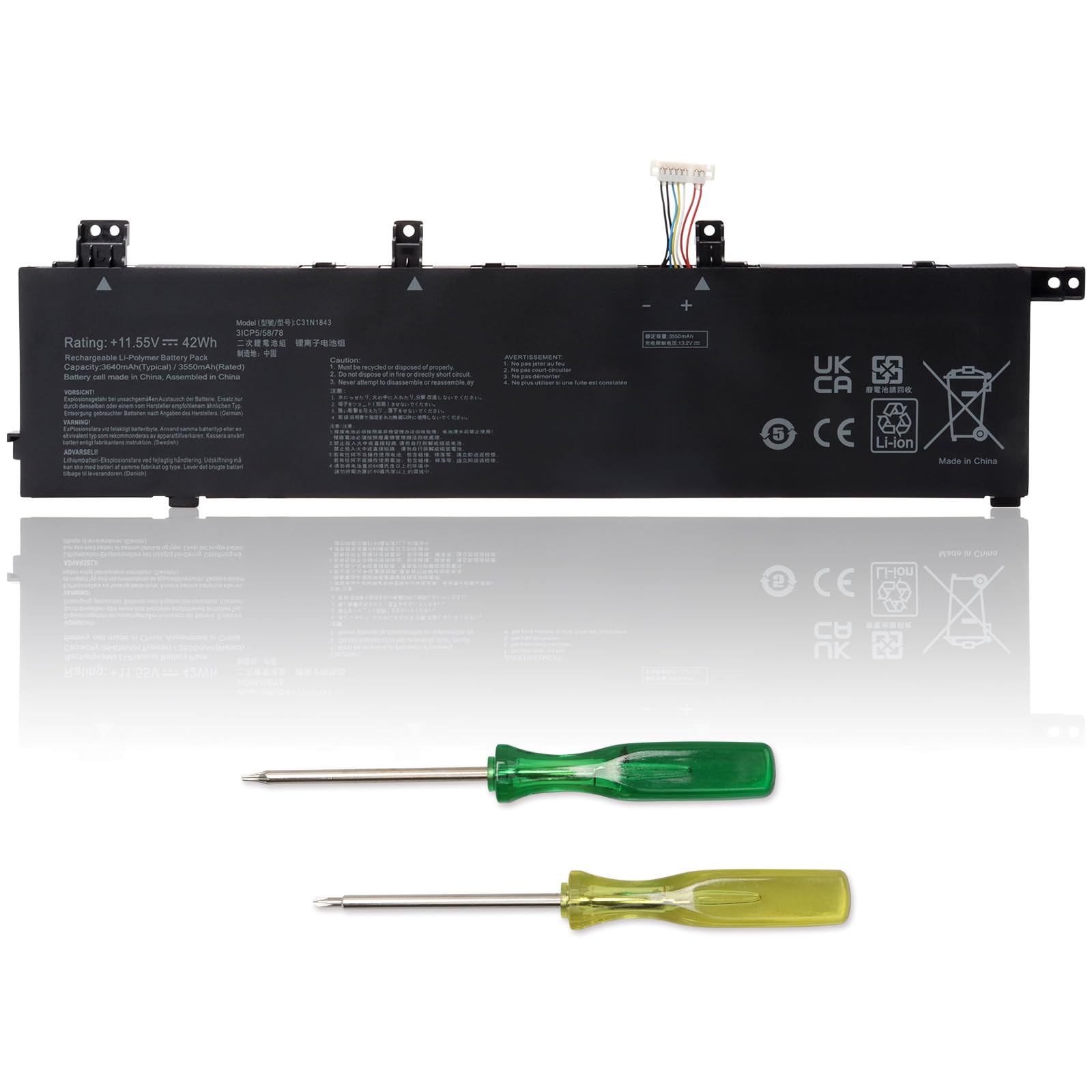 OPAHUTER C31N1843 S532FA-DH55 Laptop Batteria per ASUS Vivobook S15 S532FA S532FL X432FA X432FL X432FLC X532FL X532FLC X532FA S432FA-EB008T Series VivoBook S14 S432FA S432FL 11.55V 42Wh