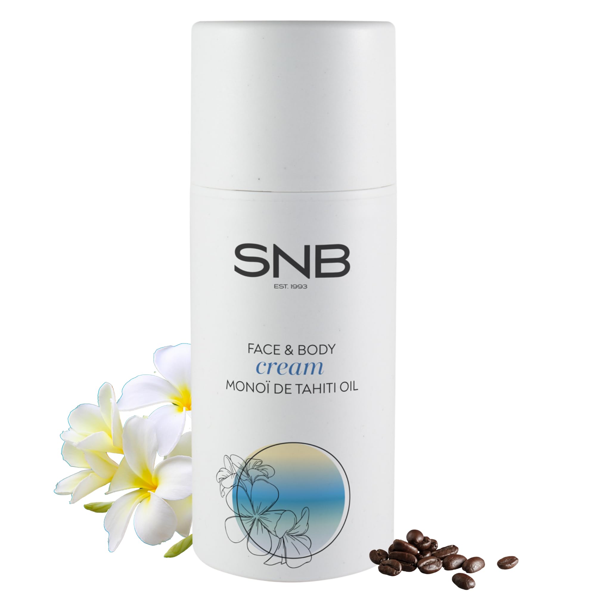 SNB Professional Energising Cream for Face 100 ml with Monoi de Tahiti Caffeine, Vitamin A