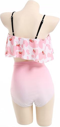 Miniatura 4 de haikyuu Traje de baño Kawaii de dos piezas para mujer, diseño de mariposa y lazo, con volantes, estilo falbala, cintura alta