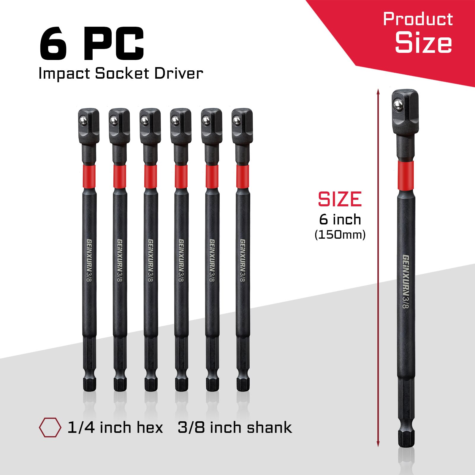 GEINXURN Impact Socket Set - 6 Pcs -2 GEINXURN Impact Socket Set - 6 Pcs -2