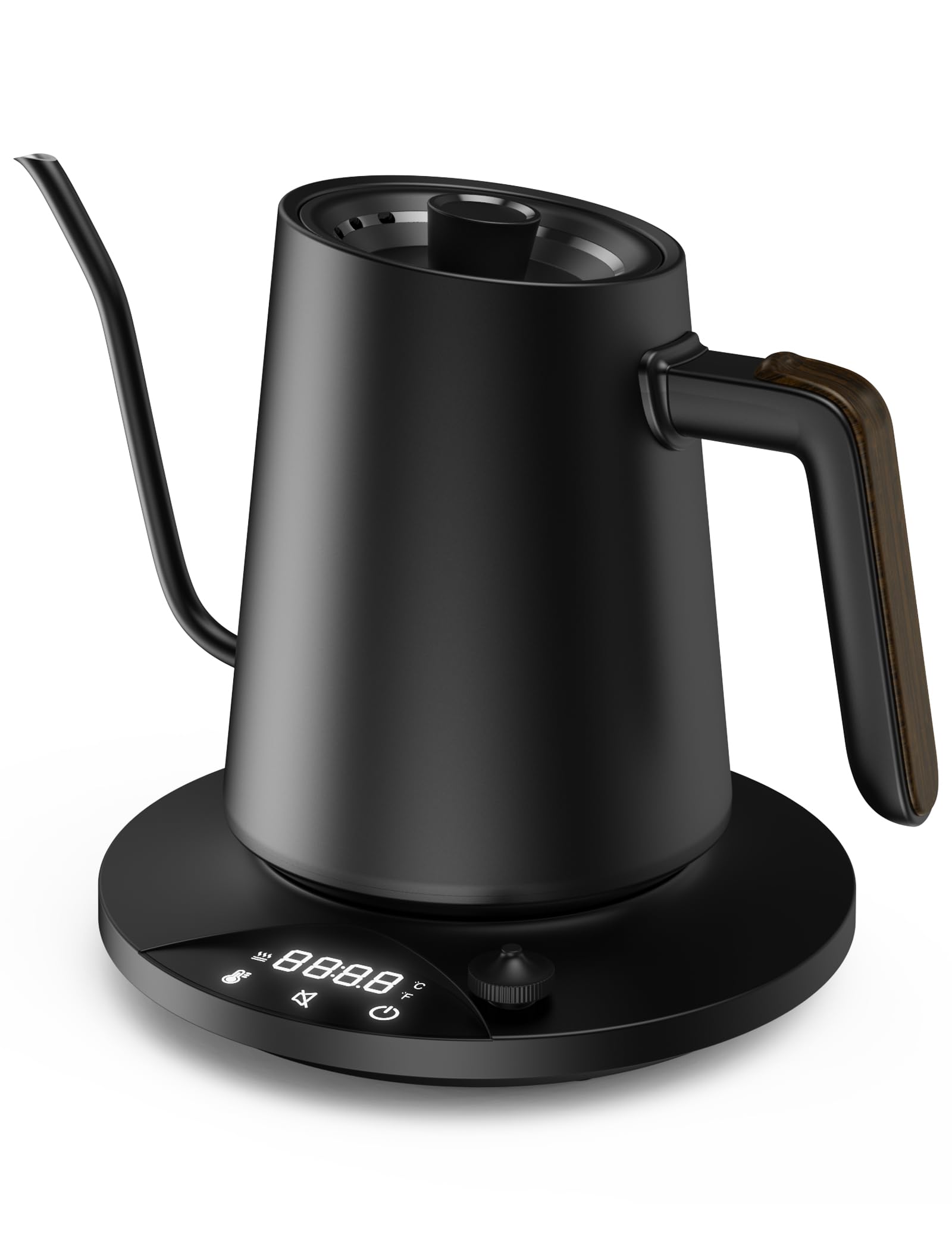 Bollitore elettrico in acciaio inox con regolazione della temperatura, bollitore a collo di cigno, funzione di calore 24 ore, bollitore elettrico da 1200 W con indicatore di temperatura