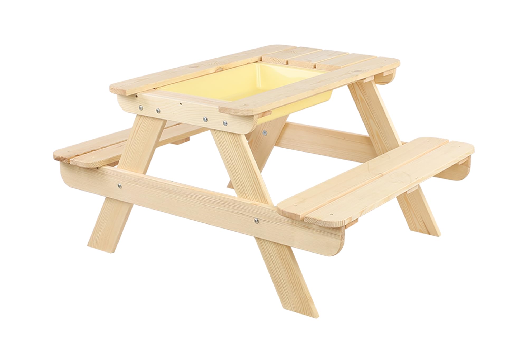 Picknicktisch Mit Bank Kindersitzgarnitur Kindertisch Gartentisch Holz Set SPD mit Sandkaste Matschküche Farben (HxBxT: 52x100x80 cm) (Natur)