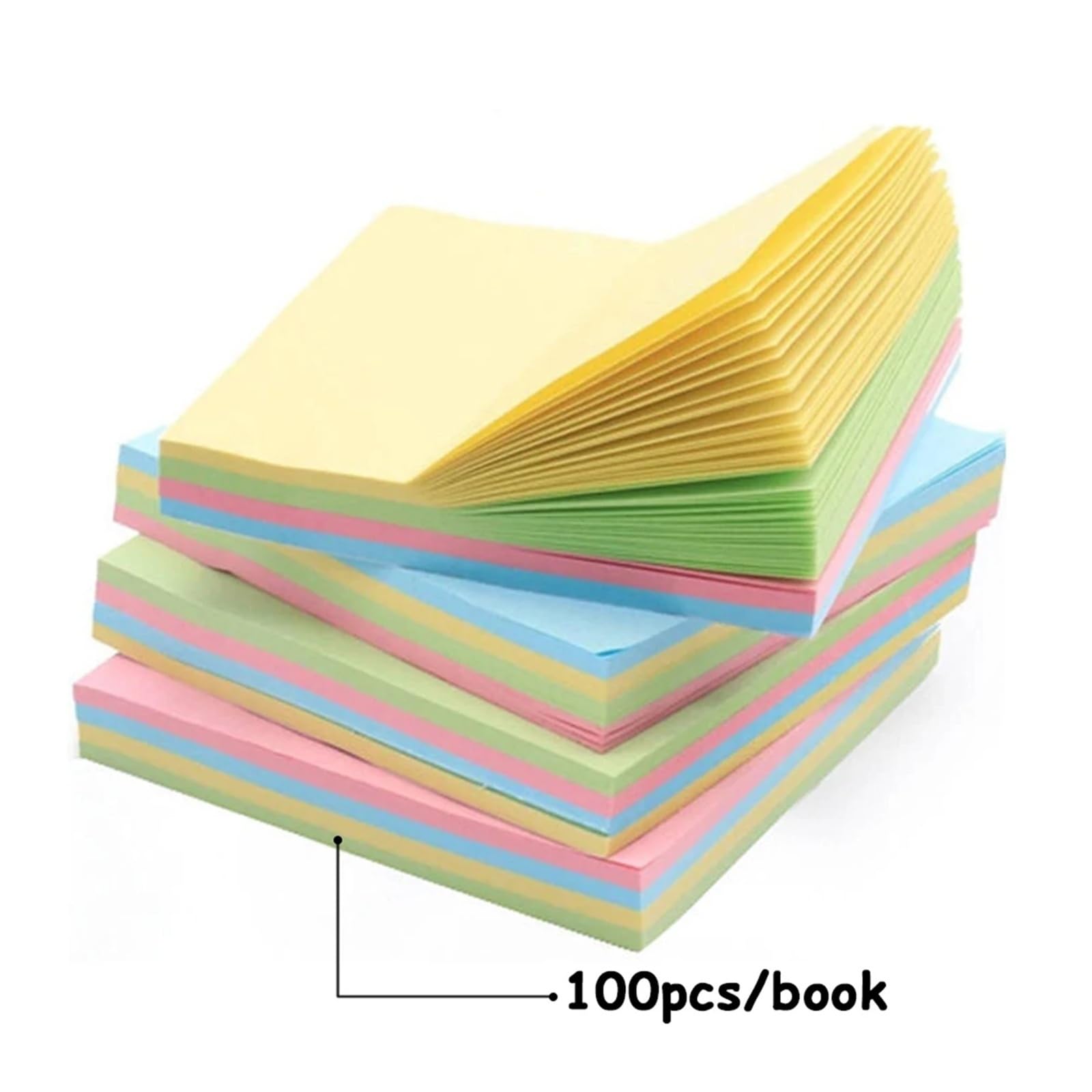 1000 Stück 7,6 cm bunte Haftnotizen – quadratische und herzförmige leere Notizaufkleber for den Bürogebrauch(1000pcs Square)