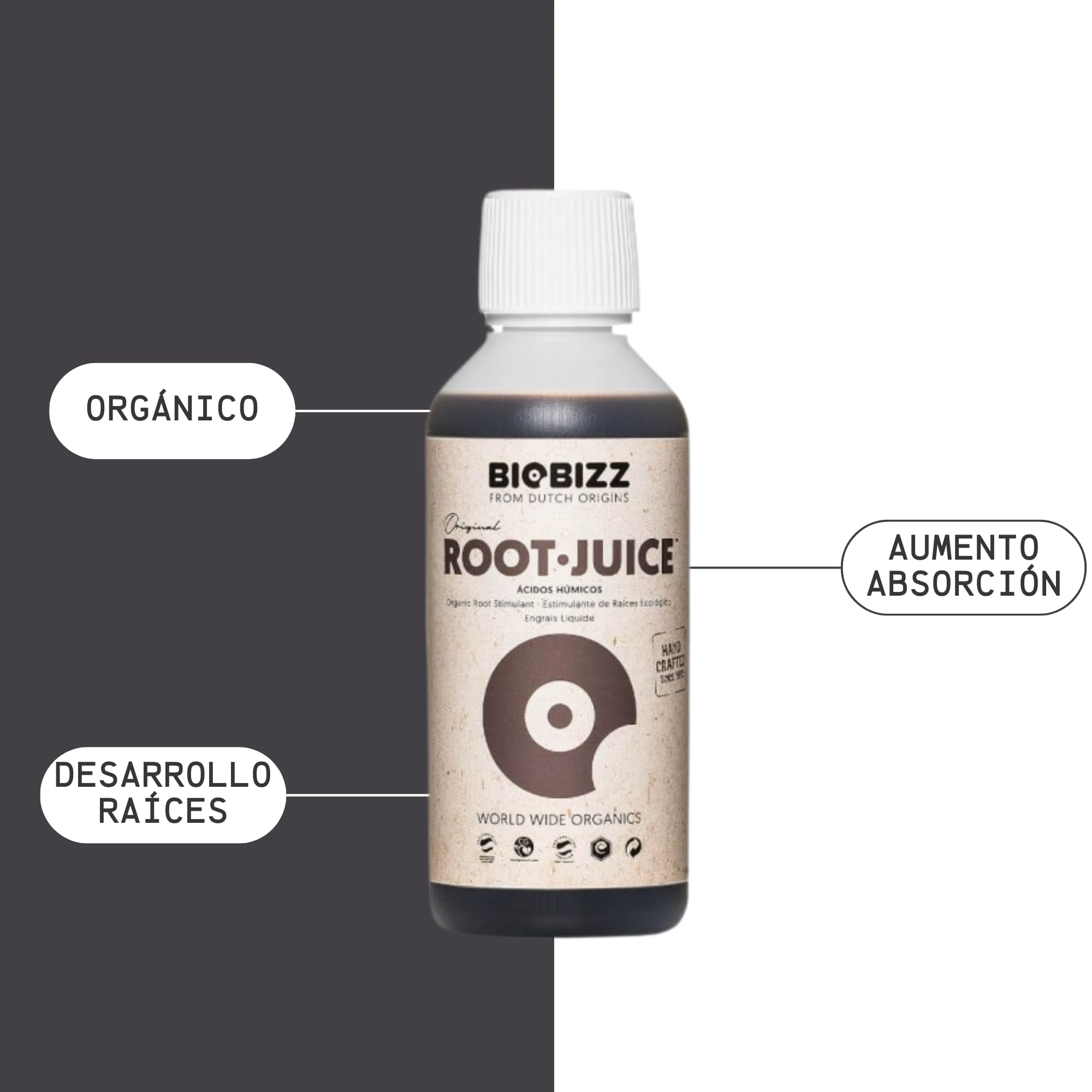 GROWMANIA Root Juice di BioBizz 500 ml + Probe Boost Up di Up Nutrients + misurino | Bioestimulatore di radici organico per giardini urbani | Promuove la crescita e la salute delle radici