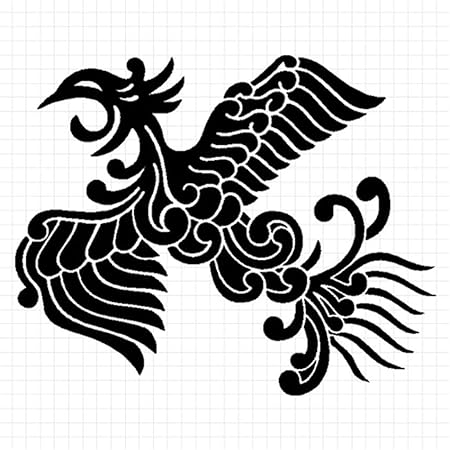 Amazon 有職鳳凰紋 動物紋 シルエット 家紋ステッカー 白 ホワイト シール ステッカー 文房具 オフィス用品