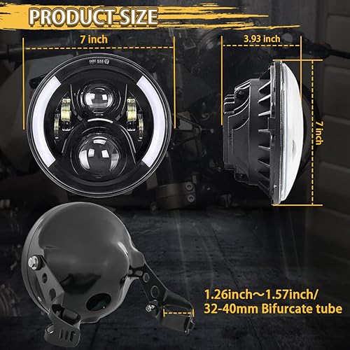 Miniatura 4 de SKTYANTS 7 "7 pulgadas redondo LED motocicleta faro montaje con 7 pulgadas vivienda cubo DRL luces de señal de giro para faros de motocicleta