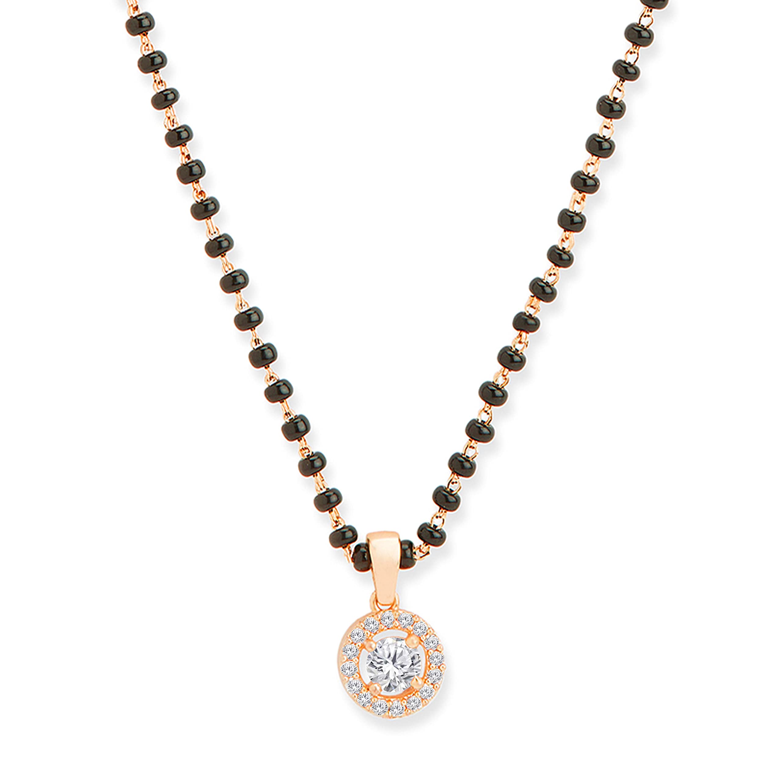 minutiae Stylish Pendant Necklace Black Beads Mangalsutra For Women With Extendable Chain-picture-12