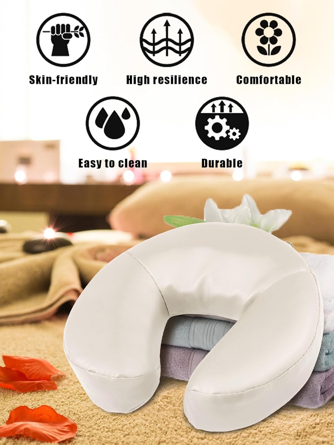 EBANKU Cojín Facial Universal para Masaje, cojín de Masaje para Rostro, Cuello y Cabeza con Forma de Media Luna para camillas, Camas de SPA y sillas de Masaje