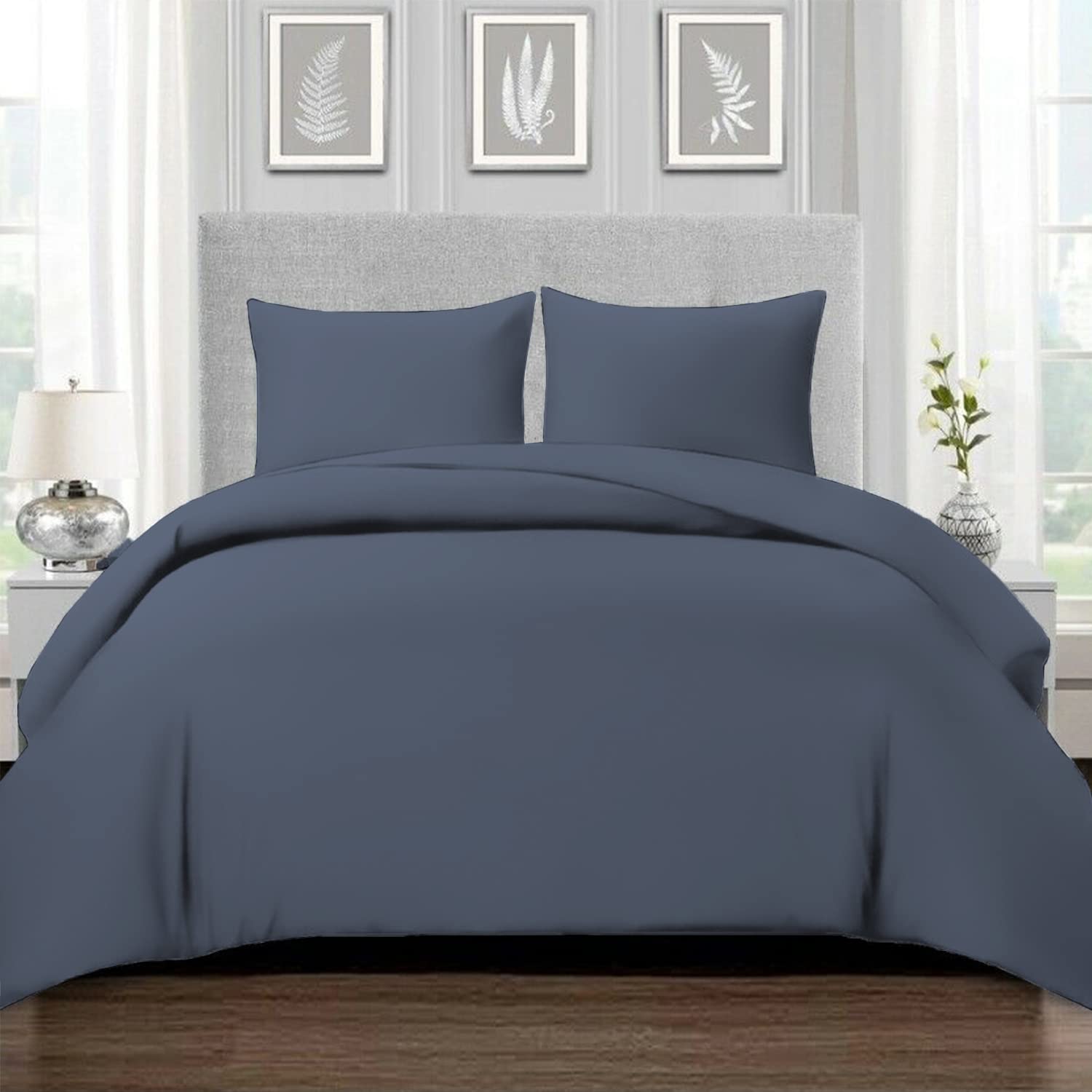 Pizuna Luxus Bettwäsche 800 Fadenzahl - 100% Baumwolle Mako Satin Dunkelgrau