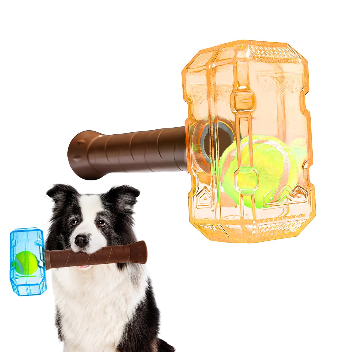 Mnrkaoic Interactive Dog Chew Toy Tennis Ball in Bottle Teeth Cleaning Hammer (Orange)