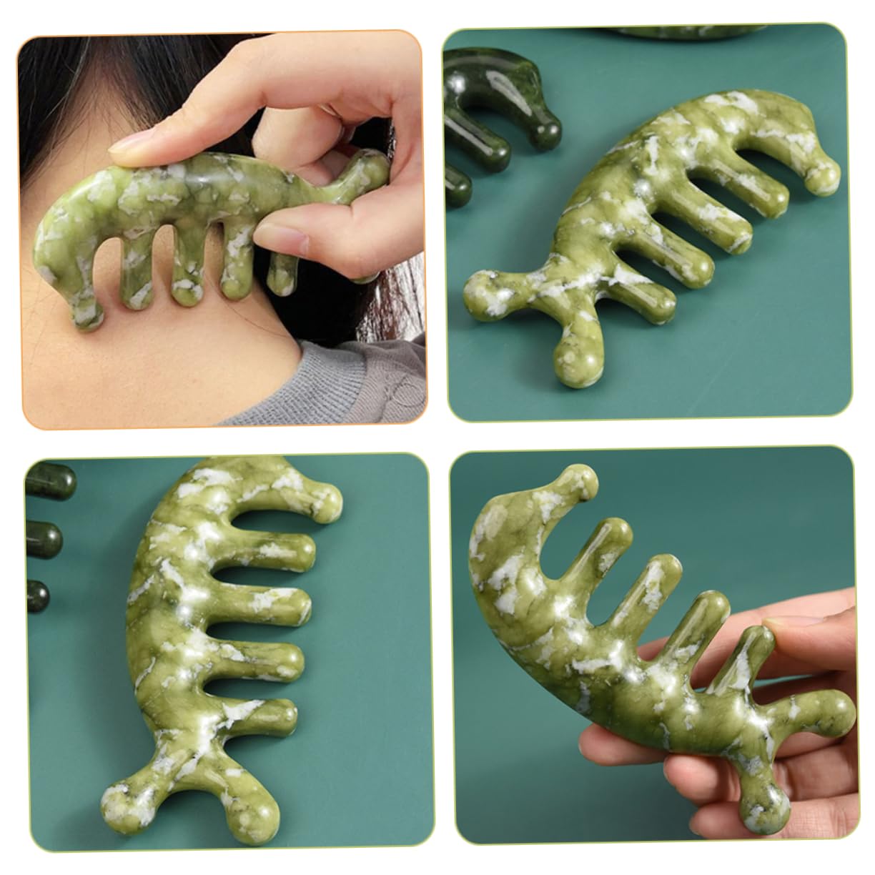 FRCOLOR 3pezzi Pettine Massaggiante Per Massaggio Del Capelluto Strumento Ergonomico Per Benessere e Relax Design Unico e Pratico Per Routine Di Skincare e Rilassamento