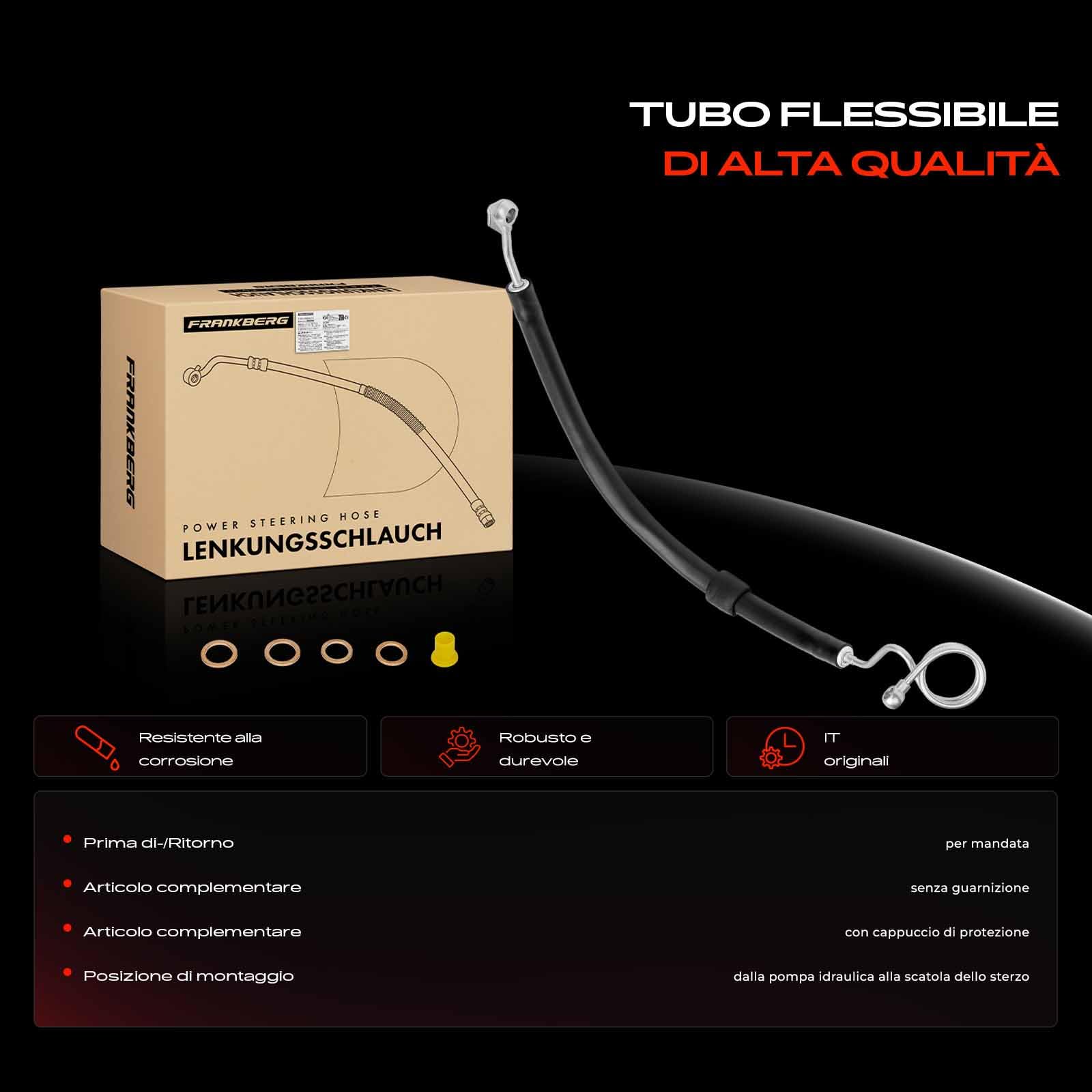 Frankberg Servosterzo Tubo flessibile da Pompa idraulica Secondo Sterzo Compatibile con A4 8EC B7 A4 Avant 8ED B7 A4 Cabriolet 8HE Exeo 3R2 Exeo ST 3R5 Replace# 8E1422893DK