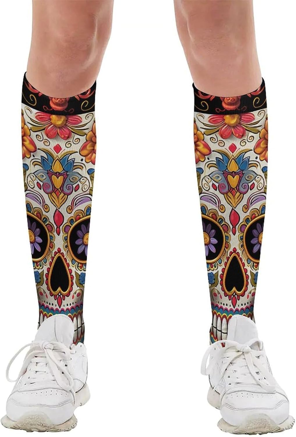 Knee High Socks Sugar Skulls Long Tube Boot Seamless Toe